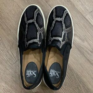 Snake Velvet Print Slip Ons